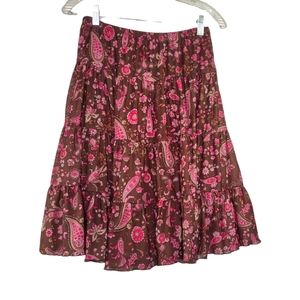 George Paisley Tiered Skirt Elastic waist sz 14 Cottage Boho vibes